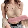 Gilet Termico da Donna con Bordo in Pizzo Foderato in Peluche Scollo a V Senza Maniche Filo Tinta Unita Vestibilità Slim Elastico con Imbottiture sul Petto Sovrapposizione