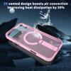 For iPhone 17 Pro Max Magnetic Case Kickstand Grid Texture TPU PC Phone Back Cover
