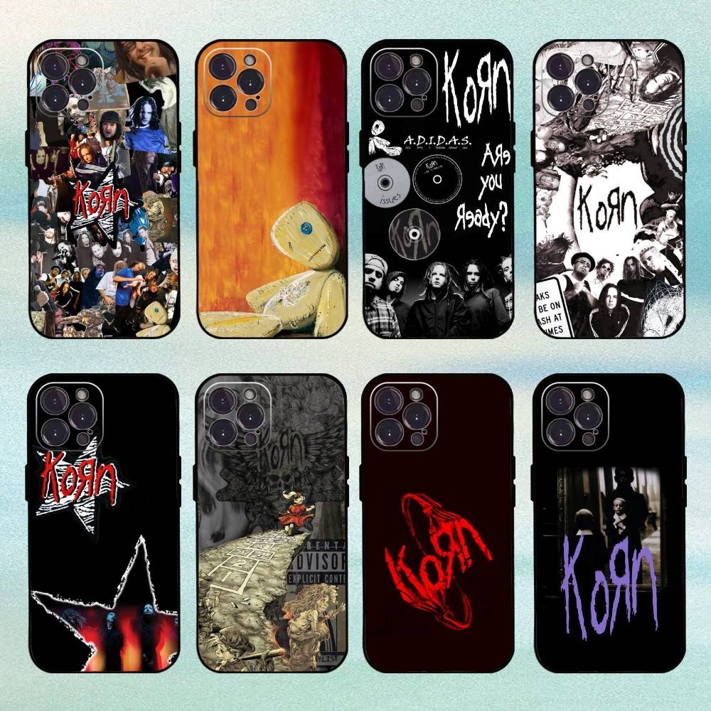 Metallband K-Korn-Blind Handyhülle Für iPhone 16,15,14,13,12,Plus,Pro Max, 5G Andere Weiche Schwarze Abdeckung