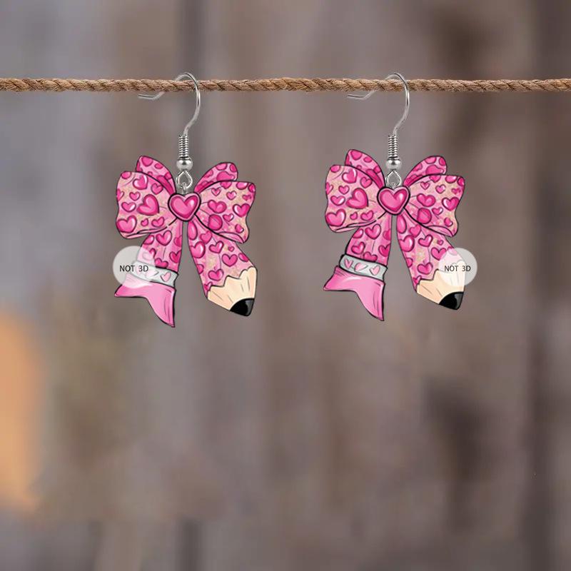 

Back to School Pencil Bow Acrylic Earrings - Creative 2D Design