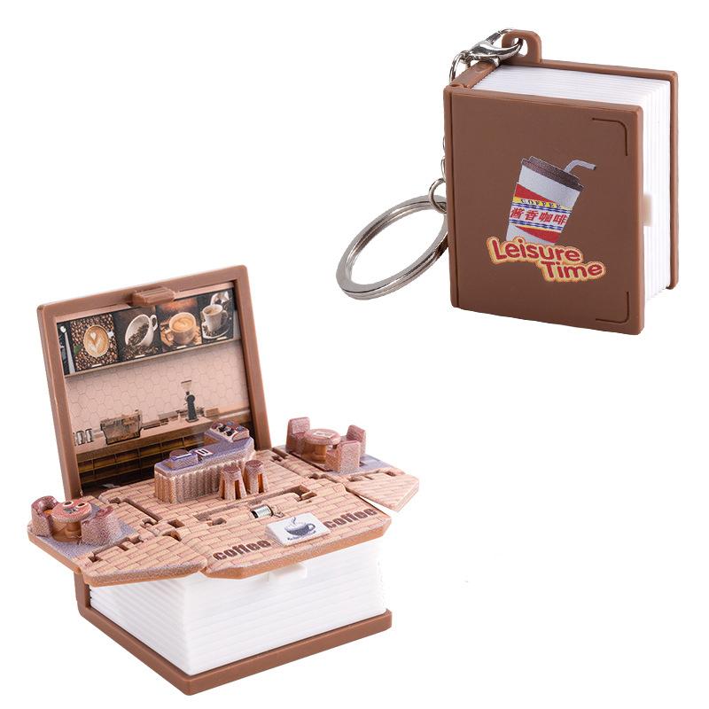 3D Mini Faltbuch Schlüsselanhänger Kinder Kinderspielzeug Angst Stressabbau Schloss Spielzeug Geburtstags Schmuck Geschenk Auto Schlüsselanhänger Schlüsselanhänger