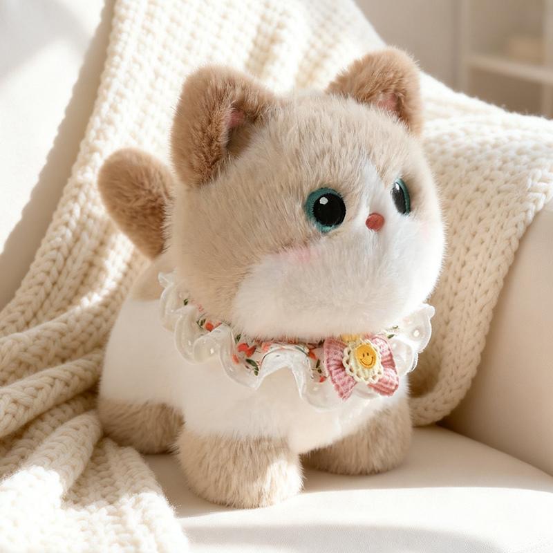 12-32cm Cartoon Cute Cat Plush Doll Funny Soft Muppet Cat Orange White Black Cat Animal Stuffed Toy Home Decoration Girls Gift