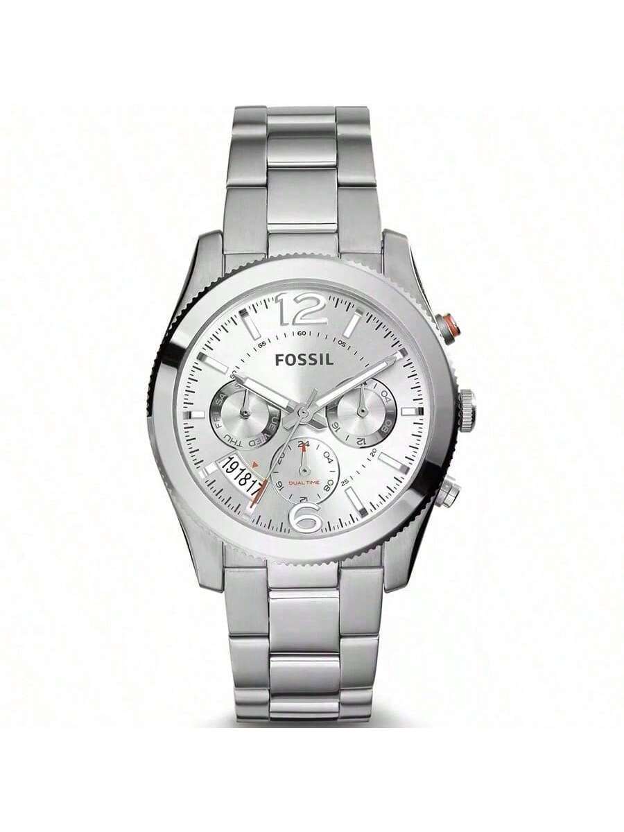 

Perfect Boyfriend Silver Dial Women s Dual Time Zone Wristwatch ES3883 белый