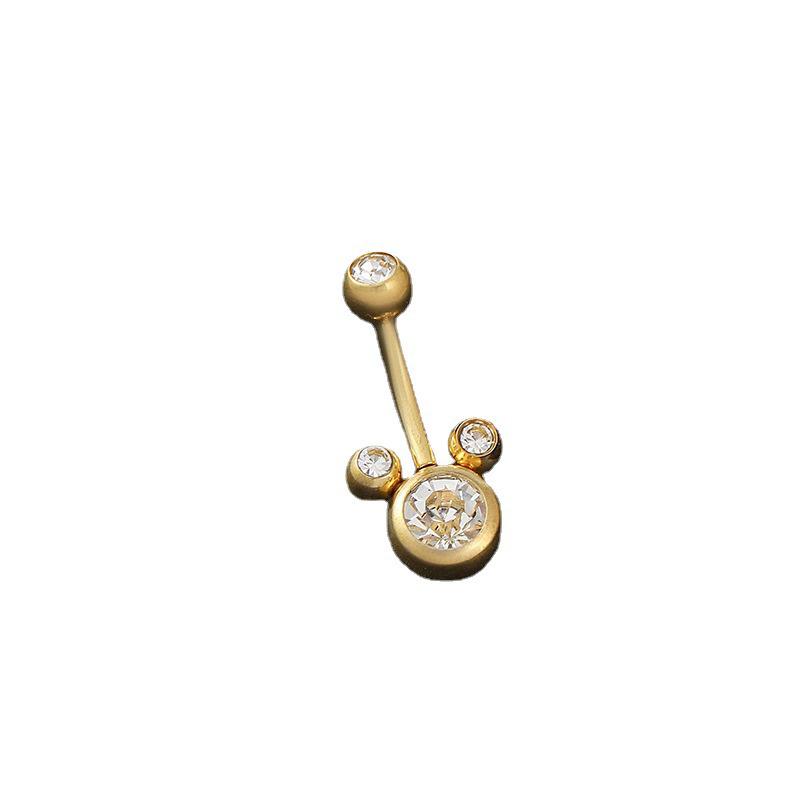 Temperament Jewelry Titanium Steel Mickey Diamond Inlay Navel Nail Belly Rings