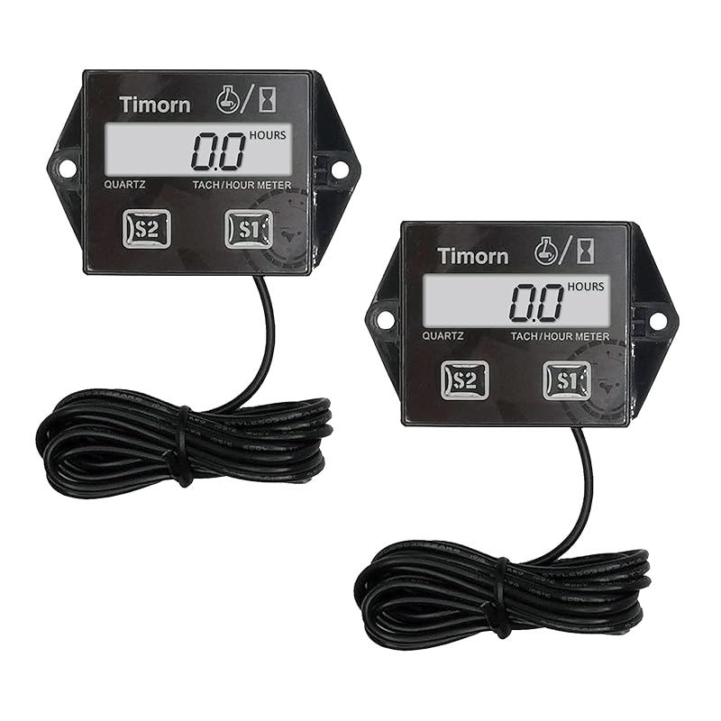 Tachometer For Small Engine,Inductive Hour Meter For 2 Stroke & 4 Stroke Small Engine, Timorn Replaceable Battery Waterproof Tachometer For Chaaw
