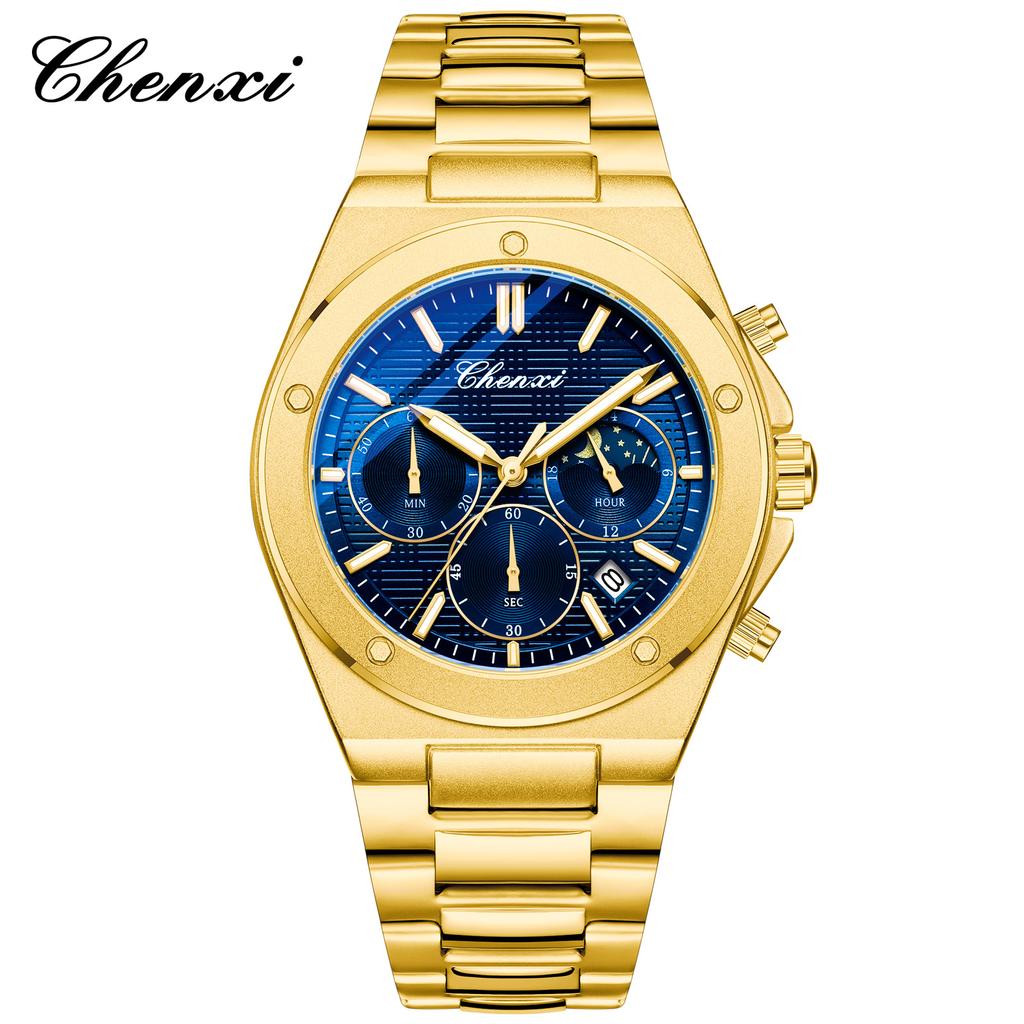 Men Multifunction Quartz Watch Luminous Waterproof Business Fashion Wristwatch