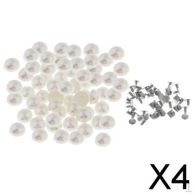 4x100pcs Imitation Pearl Rivets Studs for Bridal Dress Leathercraft Decor 8mm