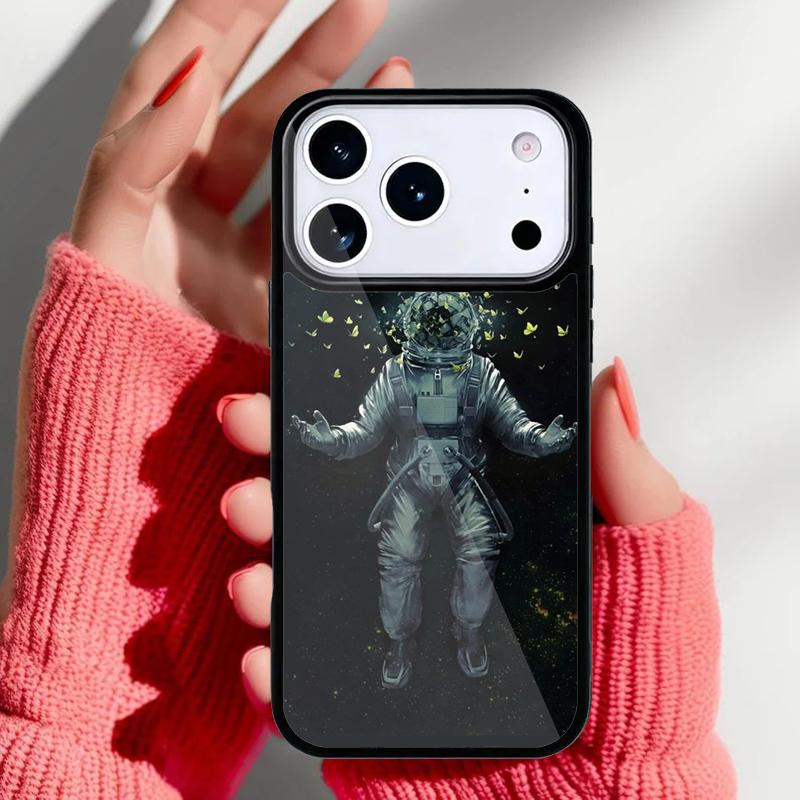 Astronaut Spaceship Phone Case for iPhone 17 16 15 14 13 Pro Max Back Cover for 12 11 Pro Coque