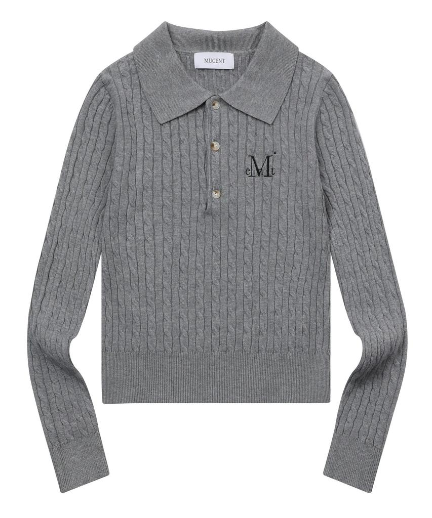MUCENT Le Melo Collared Button Crop Knit (3 Colors)