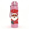 1PC Vintage Merry Christmas Santa 750ml Color Plastic Sports Water Bottle Leakproof Flip Straw Lid Suitable for Sports Office Home Use