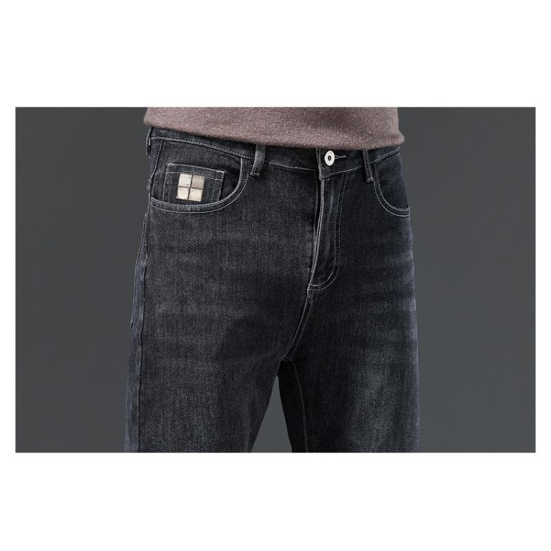 Plus Size Autumn Jeans Long Pants Blue Men Stylish Elastic Loose Vintage Soft Casual High Waist Basic Fashion Harem Men Trousers