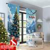 2pcs 2D Flat Printing Merry Christmas Popular Curtains Christmas Village Snow Gifts Tree Polyester Without Electricity Festive