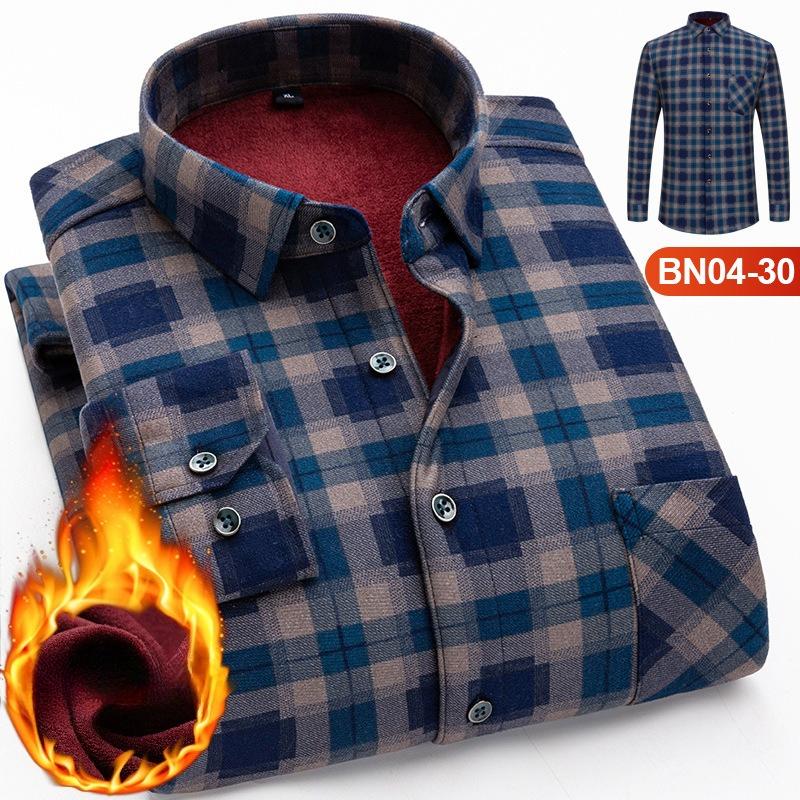 Winter Sherpa Lined Flannel Shirt Jackets for Men Long Sleeve Button Down Fleece Dress Shirts Men's Casual Warm Comfortable Thermal Shirt With Pockets