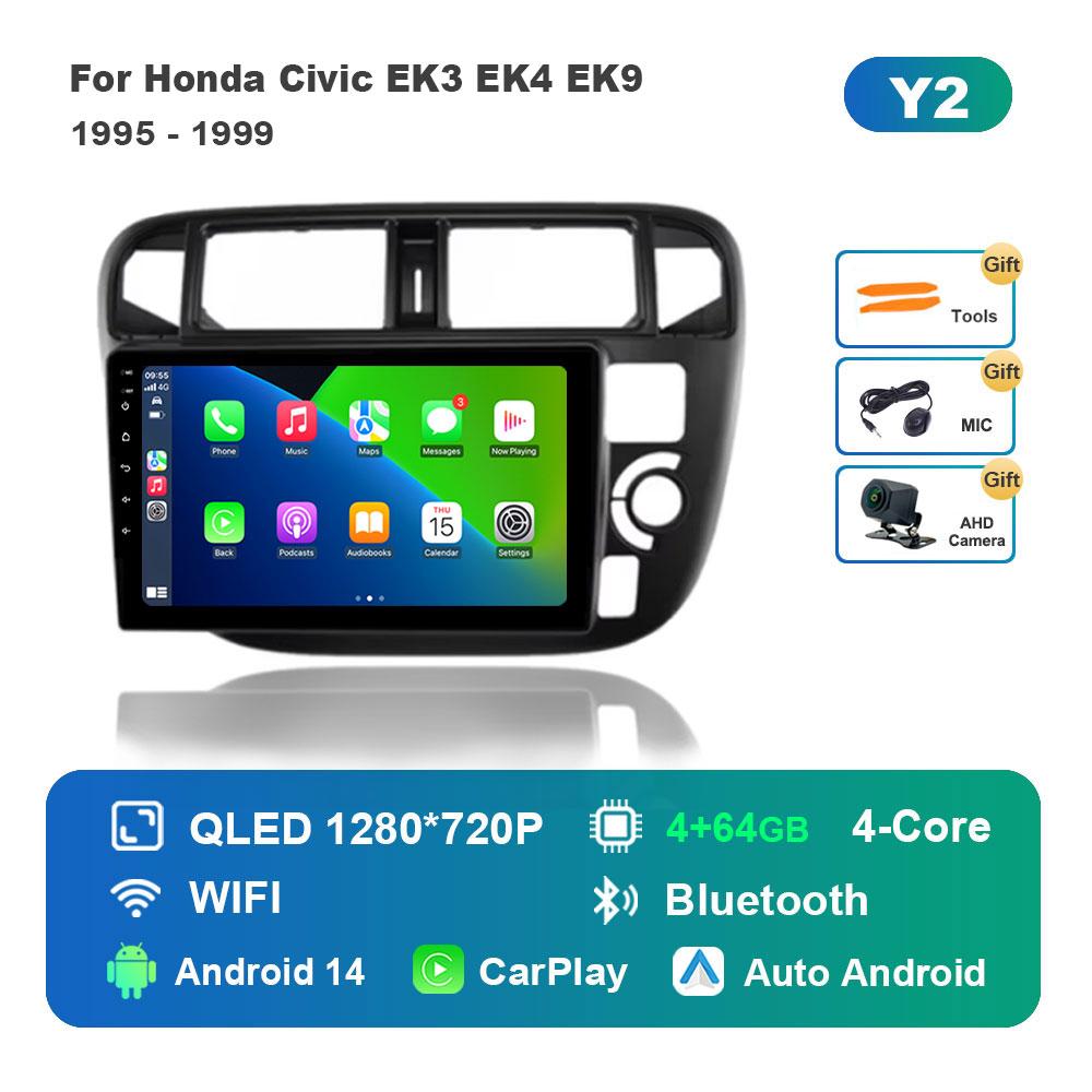 Navigation GPS Android 14 for Honda Civic EK3 EK4 EK9 1995 - 1999 Car Radio Multimedia Player BT HD Screen 4G DSP Stereo WiFi