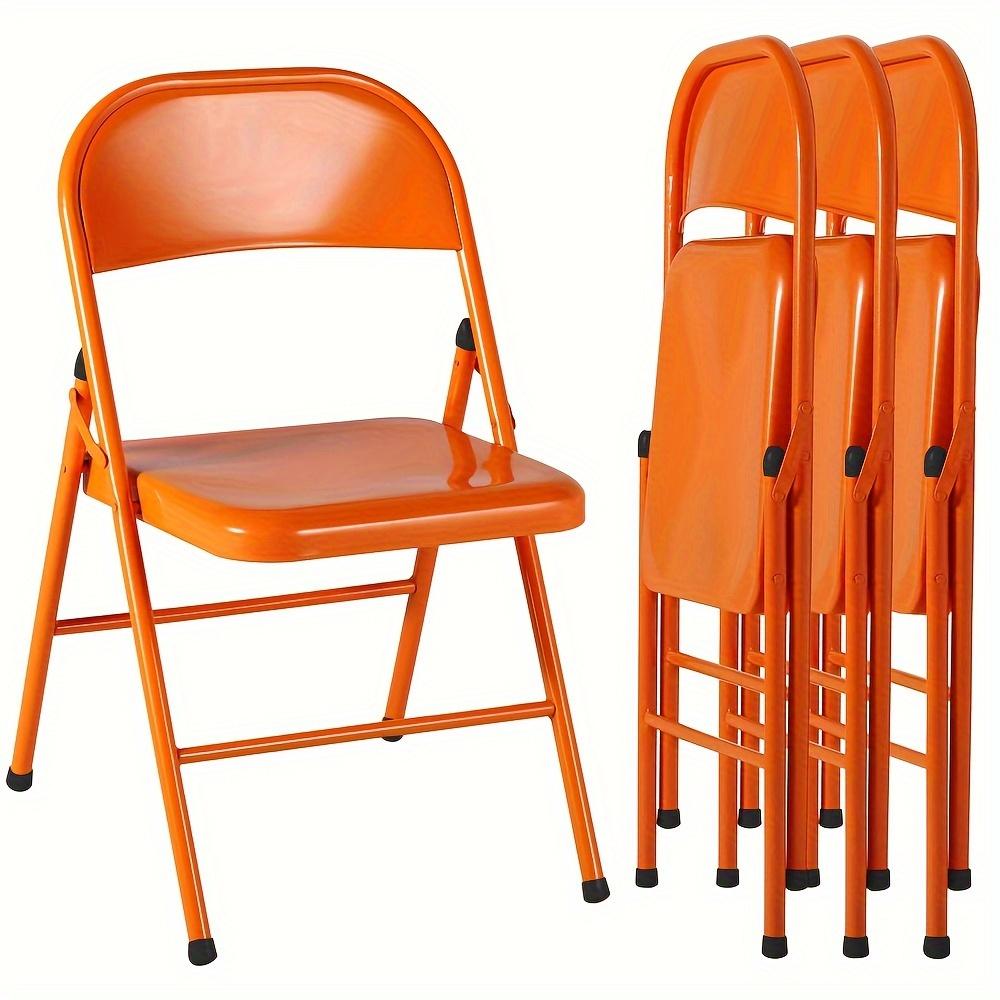 4pcs All-steel Metal Backrest Folding Chairs Portable Home Living Room Dormitory Office Fold Chairs Macaron-color Outdoor Chairs