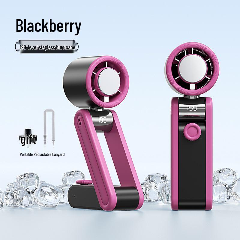 2026 High-Speed Handheld Fan with Digital Display, 199 Gears, Ice Pack Cooling, Turbine, Three-Fold Design & Lanyard.