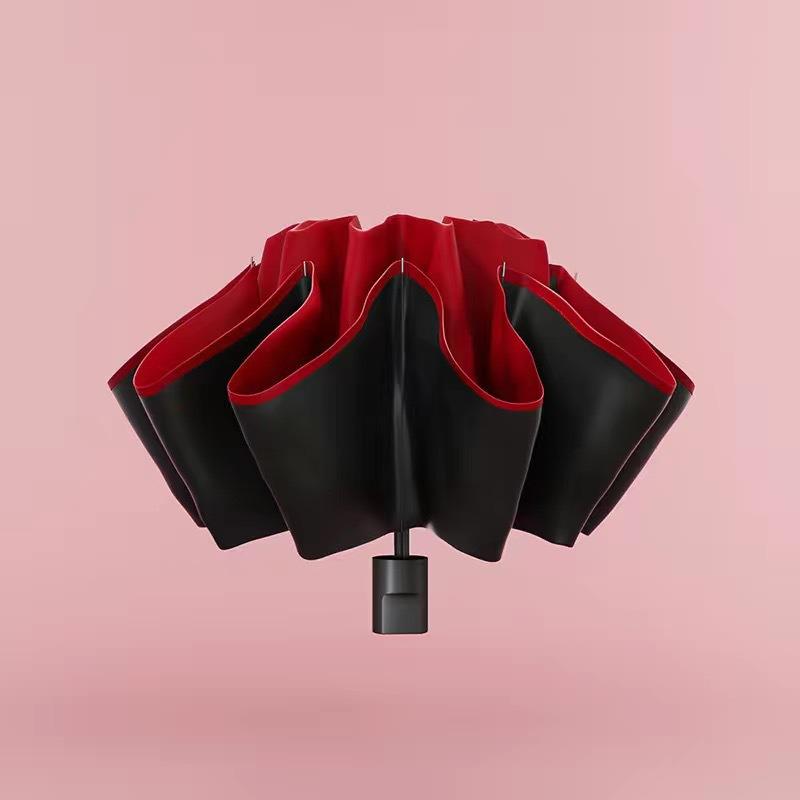 Automatic UV Protection Windproof Umbrella with 168 Reinforced Ribs & Wooden Handle for Sunny/Rainy Days