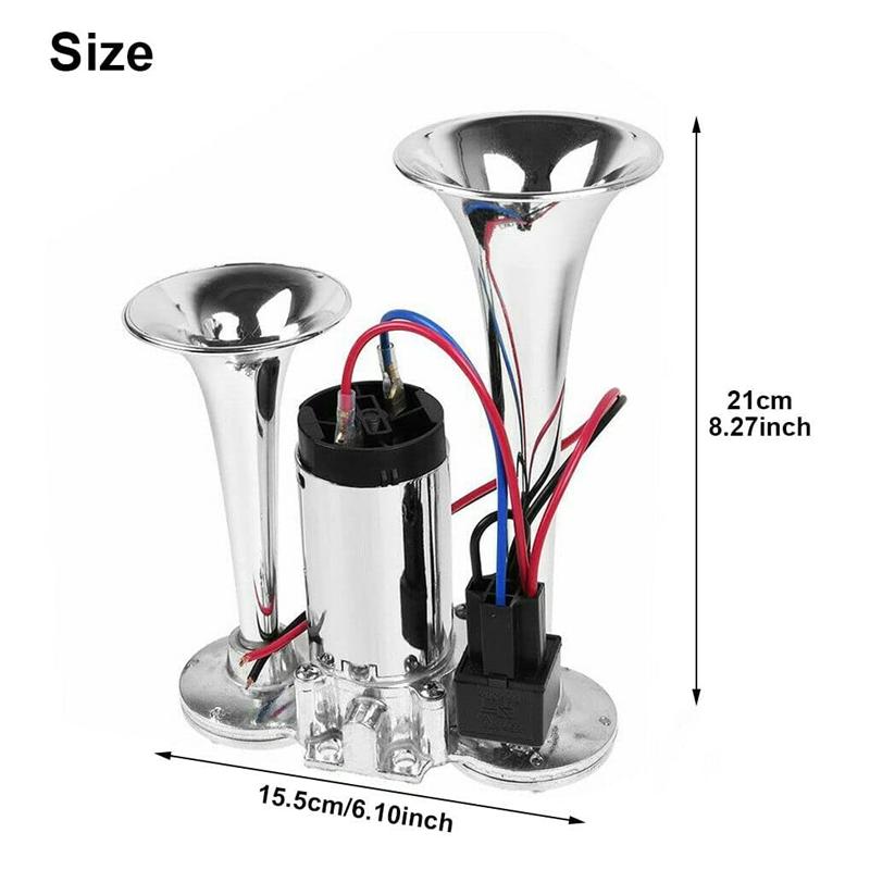 Electric Horn Trumpet Marine Chrome Fog Stainless Steel Boat Truck 12V 150DB Super Loud Train Horn For Motorcycle Car Boat Truck