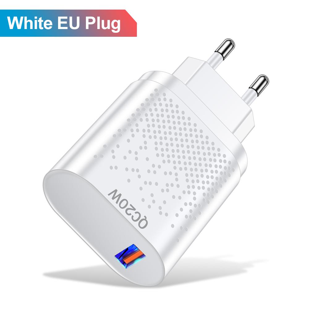 

Портативное зарядное устройство USB 20 Вт для планшета с поддержкой быстрой зарядки для iPhone 16 15 14 13 12 11 Pro Max 8 Plus Xiaomi OPPO Быстрое зарядное устройство EU Plug белый