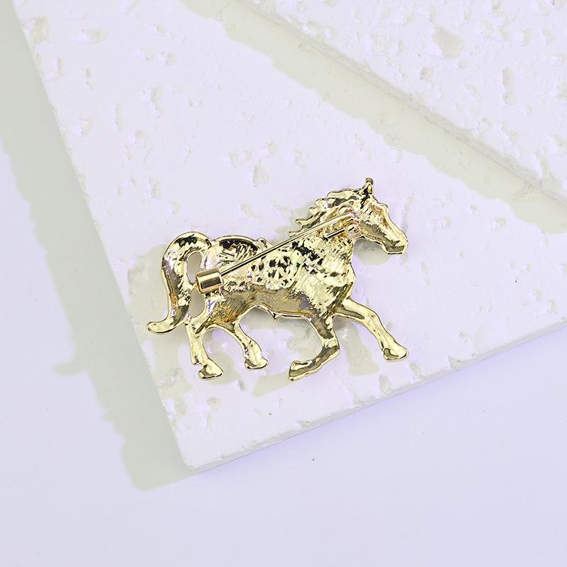 Creative Rhinestone Drip Glaze Little Horse Brooch - Exquisite Lapel Pin for Suit Coats