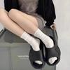 10 Pairs Women Mid Length Socks Trendy Versatile Black White Solid Colors Soft Comfortable Lightweight Breathable Casual Socks