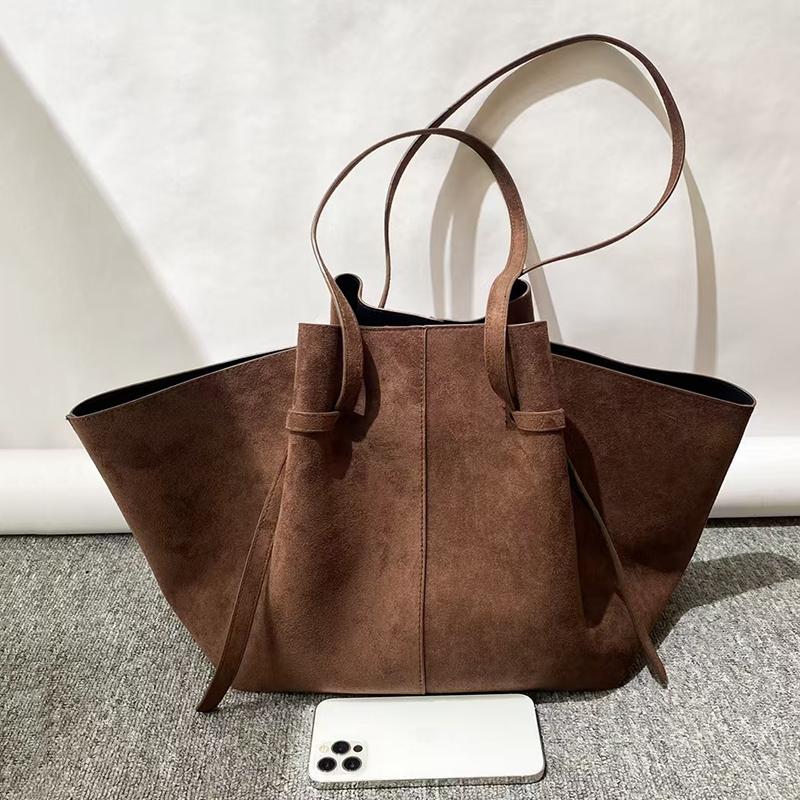 Yogodlns Women Handbag Light Luxury Suede Nubuck Leather Wing Bag Simple Large Capacity French Retro Shoulde rBag Casual Underarm Bag