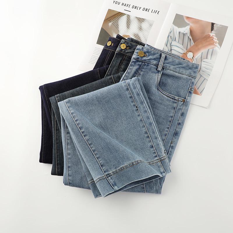 Dámské džíny s vysokým pasem, zeštíhlující, volné, s širokými nohavicemi - Nový trendy jarní a podzimní styl