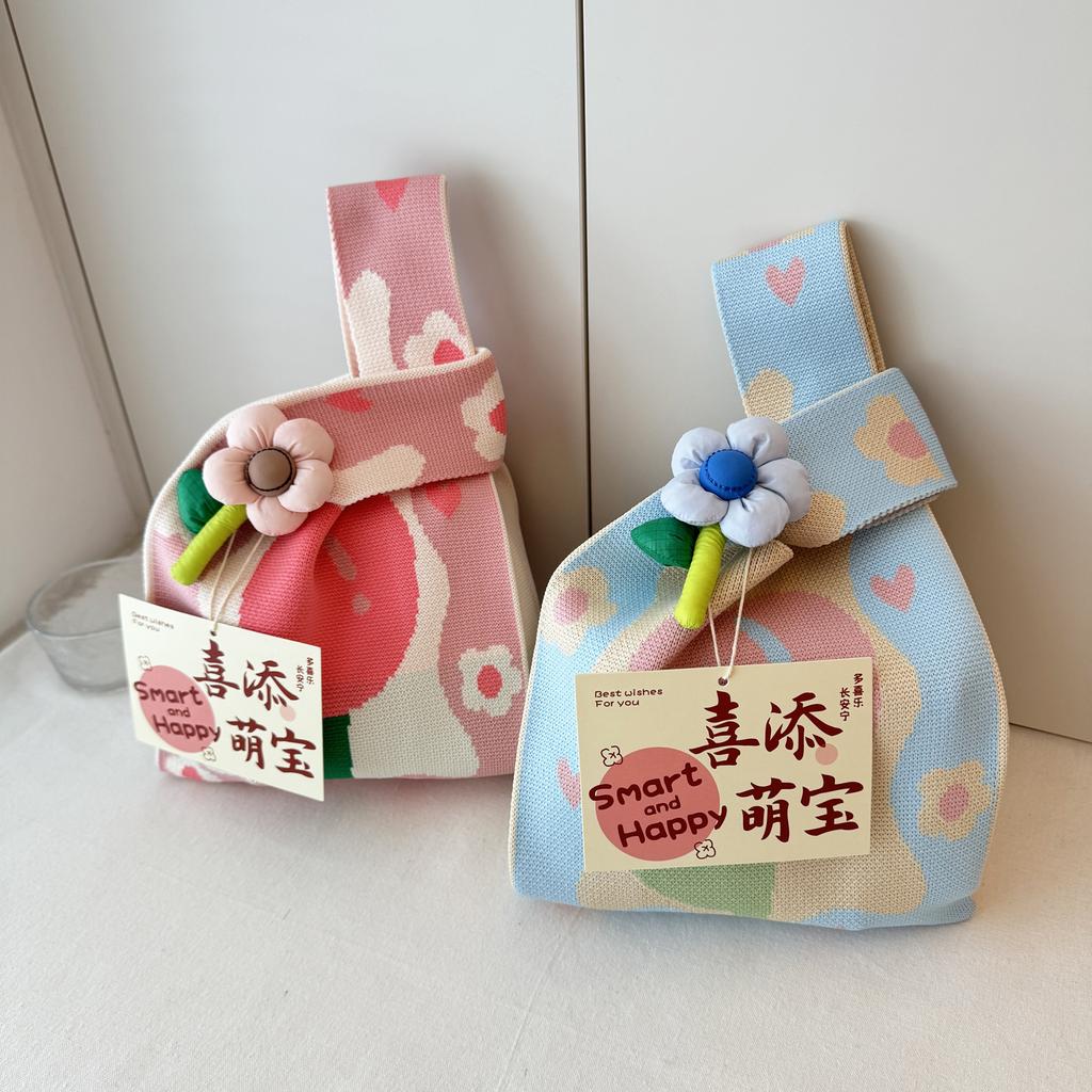 High quality thickened birthday banquet baby gift bag knitted bag gift woven bag handbag tote bag women's bag