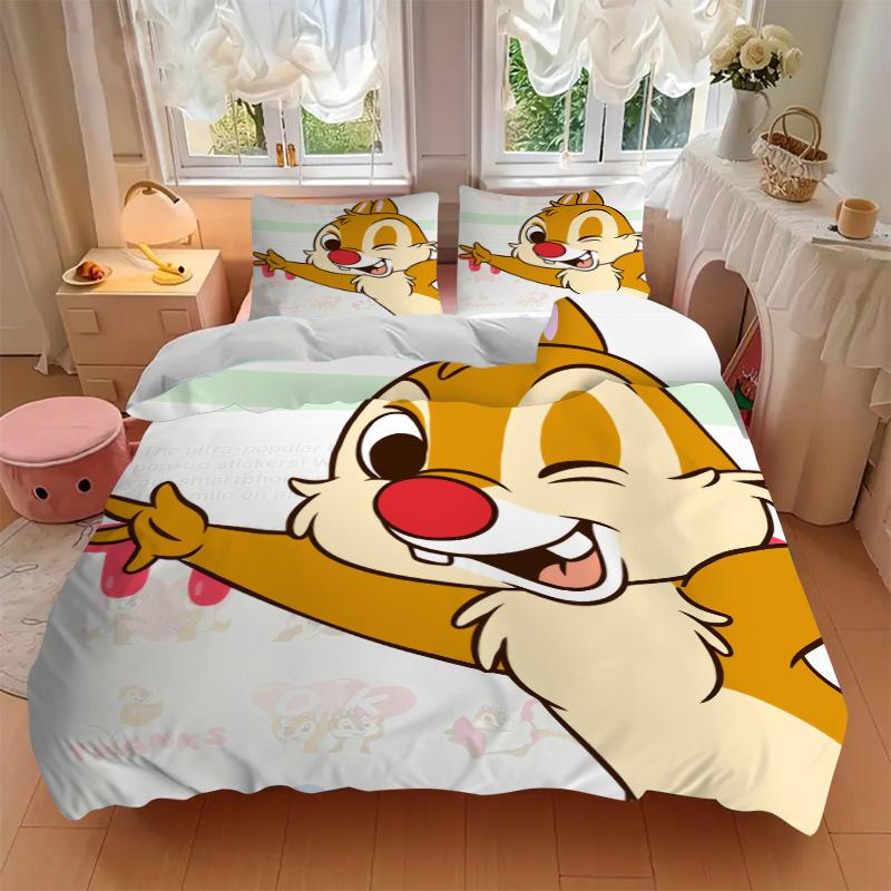 Happy Chipmunk Celebration Print 3Pcs Bedding Setduvet Cover With 2 Bedropillowcase Home Birthday Gift