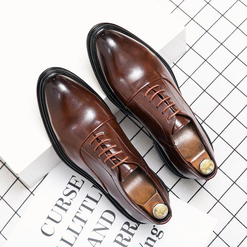 Foreign trade spring new Brock men's shoes British Korean version trend heightening men's business casual leather shoes wedding shoes