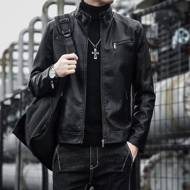 Men Leather Suit Jacket Men Slim Fit Short Coat Men Leather Jacket Streetwear Casual Blazer Jackets Male Outerwear S