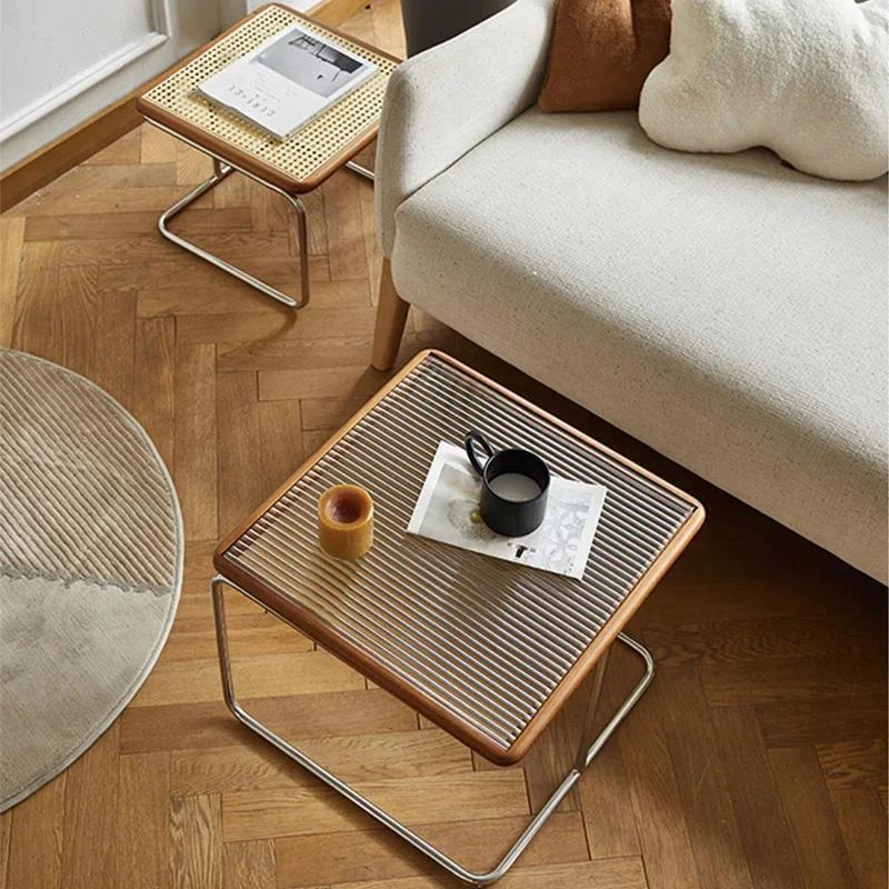 2024 New Ins Style Household Living Room Tea Table Modern Simple Vine Tea Table Stainless Steel Tea Table DropShipping