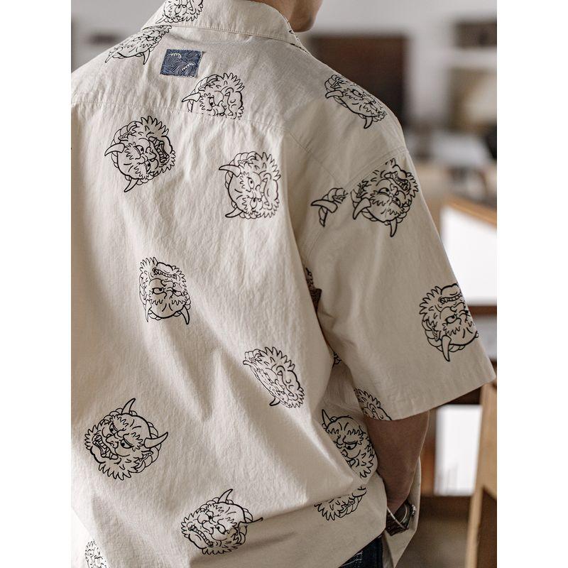 Madden Retro Print Linen off-White Short Sleeve Parka
