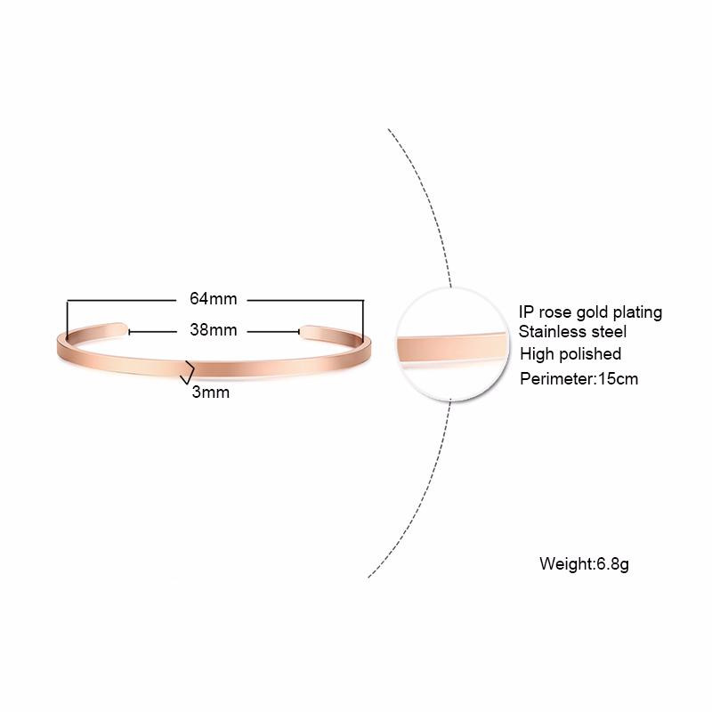 Vnox Kundenspezifisches Basic Klassisches Armreif für Herren Damen Glänzender Edelstahl Schlichter Manschettenarmreif Personalisierter Name Geburtstagsgeschenk