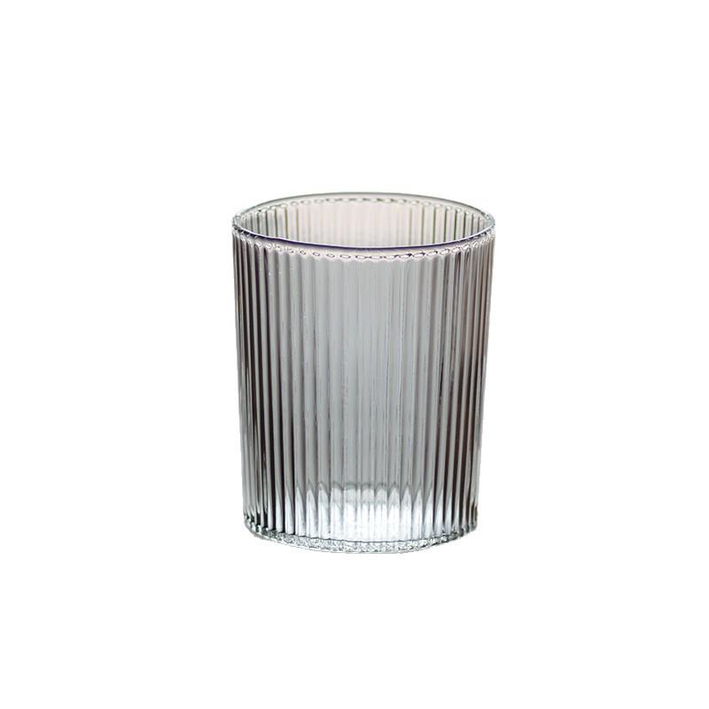 Transparent High Borosilicate Vertical Stripe Glass Cup for Milk, Juice, Coffee, or Tea. Vertical Stripe Cup (with handle)