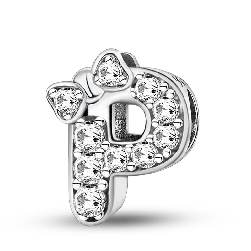 Copper Butterfly Knot Letter Series Zircon Charms Bead Fit Original Pan Bracelet Bangle Diy Jewelry For Women Gift