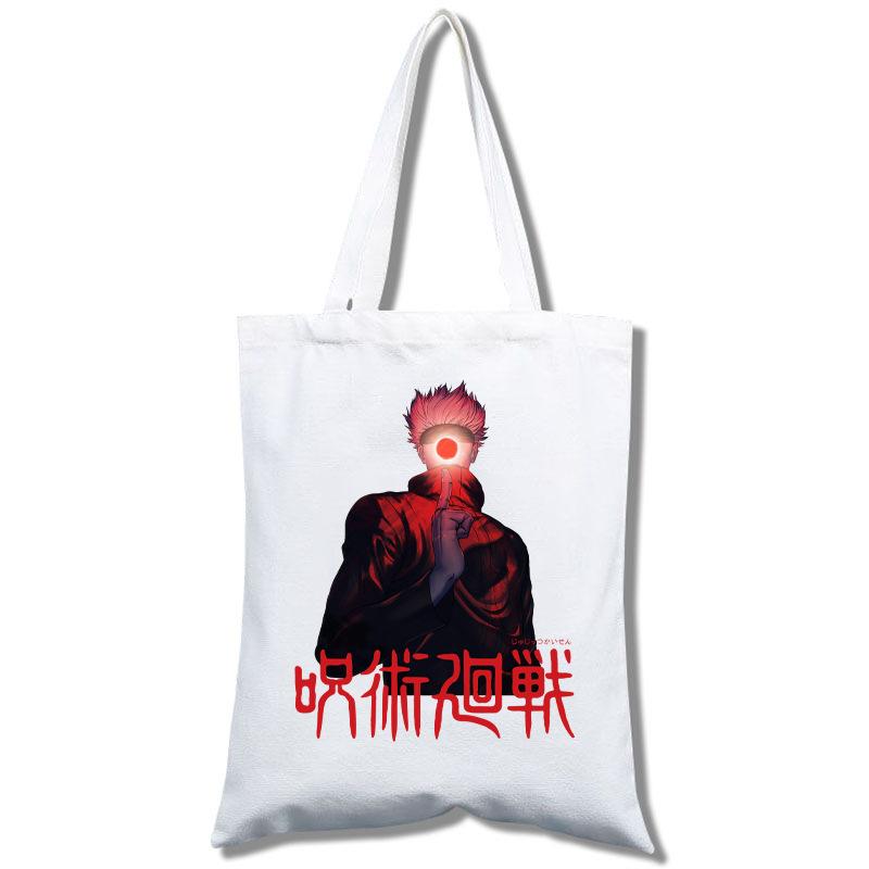 Spell Return Jujutsu Kaisen Shopping Mobile Phone White Canvas Handheld Messenger Bag