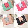 Compact Women's Wallet Short Card Holder Zipper Closure Cute Cartoon Cat Pattern Small Purse for Cards and Cash
