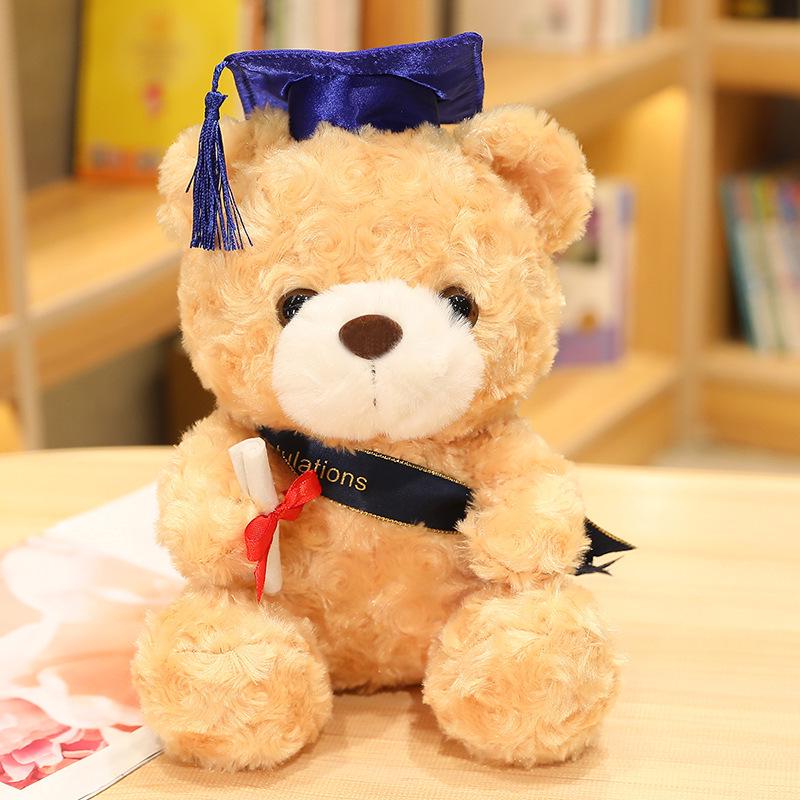 Graduation Bear Plush Doll with Doctoral Hat – Commemorative Bachelor Gift