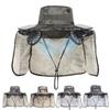 Solar Fan Hat with Neck Flap UPF 50+ UV Protection Hat with 2 Solar Fans Breathable Men Summer Outdoor Activities Fishing Wide Brim Bucket Cap
