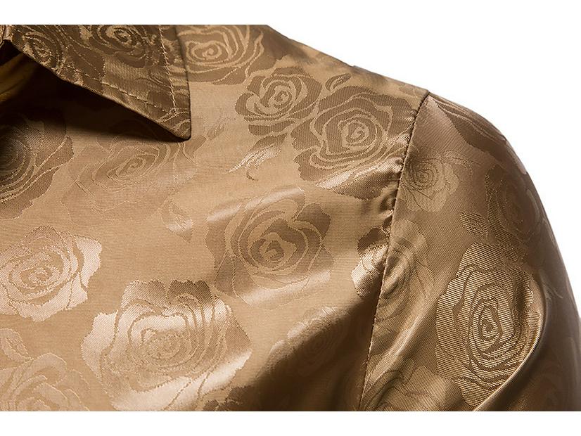 Men's Fashion Rose Print Long Sleeve Slim Fit Shirt – Autumn 2021 Collection
