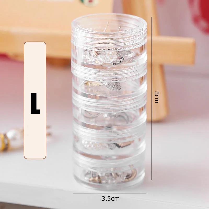 5 Sets Stackable Round Plastic Containers Clear Bead Storage Containers Box with 5 Compartment Mini Travel Jewelry Organizer Box
