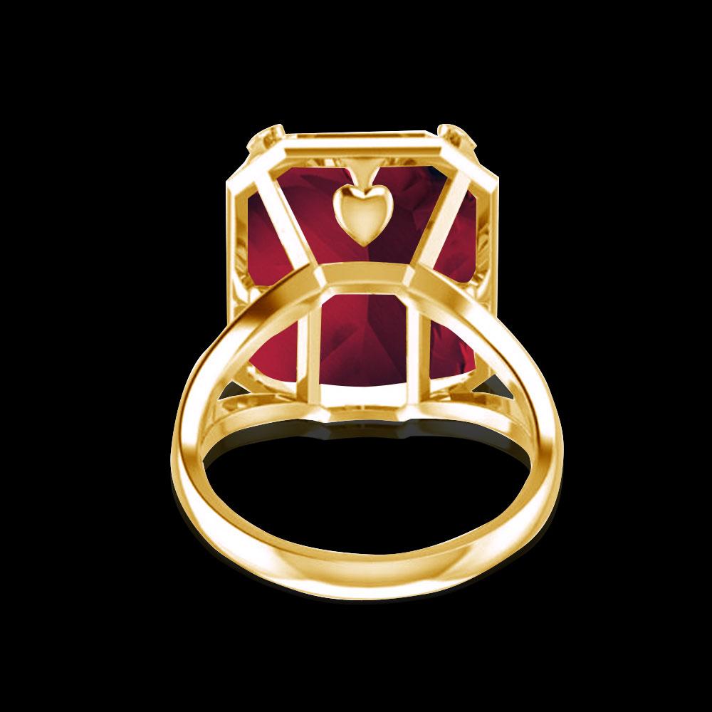 Top Quality Luxury Ring Ruby Rectangle Cut Plated Gold 925 Sterling Silver Ring for Women Mom Vintage Elegant Anniversary Gift