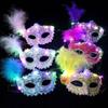 Hollow Out LED Glowing Mask Party Supplies Venice Masquerade Masks Feather Butterfly Mask  Party