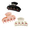 Hair Clip Sparkling Rhinestones Inlaid Cherry Decorative Pattern Back Head Hair Claw Large Wide Tooth Design Smooth Large Shark Clip
