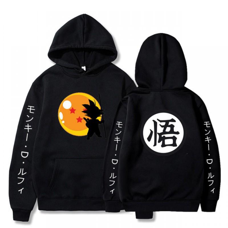 Anime Dragon Balls Fleece Lined Hoodie Teens Men Casual Long Sleeve Pullover Sweatshirt In Yellow Red Gray Black Pink
