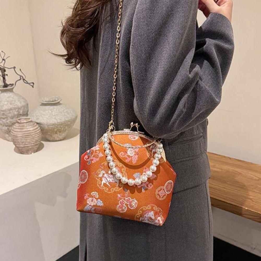 Pearl Embroidery Banquet Bag Cheongsam Accessories Hanfu Clutch Bag Chinese Style Handbag  Party