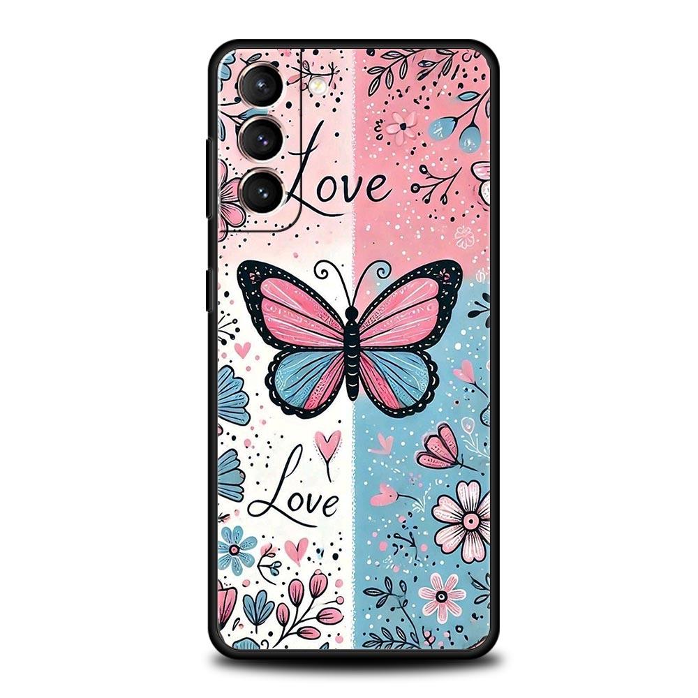 Fashionable Butterfly Flower Pattern Phone Case for Samsung Galaxy S26 S25 S24 S23 S22 S20 S21 FE Ultra S25 Edge Plus Soft TPU