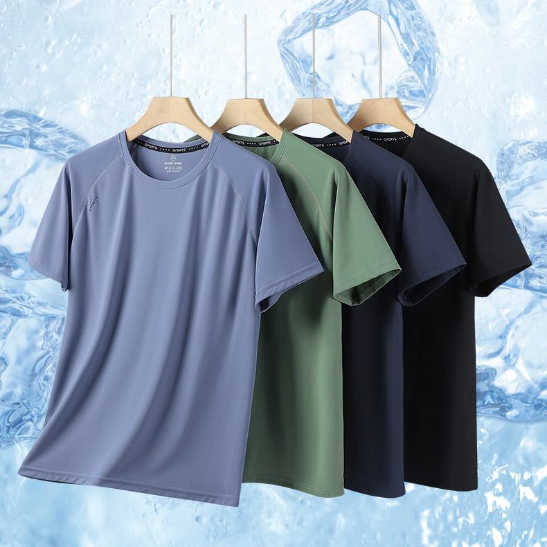 

Men s 2025 Summer Ice Silk Quick-Dry Plus Size Crew Neck T-shirt - Breathable, Thin, High Quality 4XL