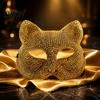 Luxury Rhinestone Costume Mask Full Halloween Mask, Sparkling Skull And Cat Face Carnival Adjustable Elastic Straps for Theme Dances